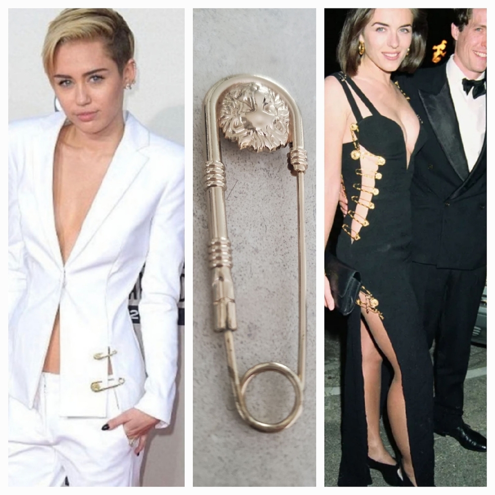 Versus By Versace Gold-Tone Lion Head Safety Pin Brooch